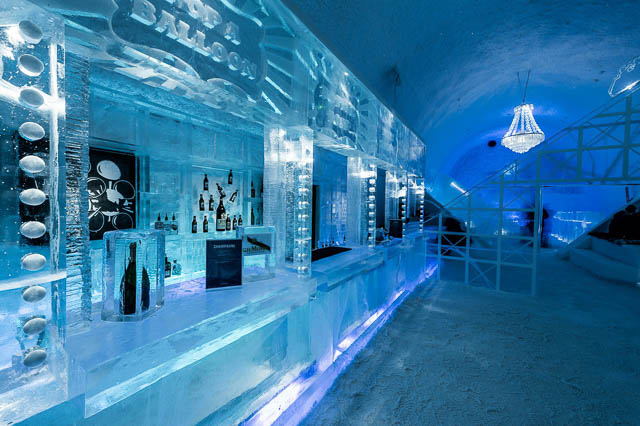 inside of ice hotel in jukkasjärvi, sweden