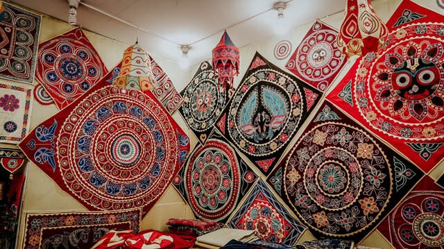 colourful applique work of pipli crafts village, odisha