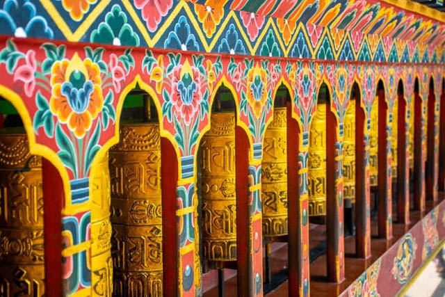 colorful walls in a monastry in phuentsholing bhutan