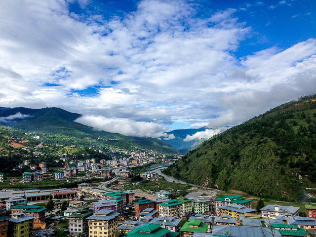 buildings of thimpu city viewed from top