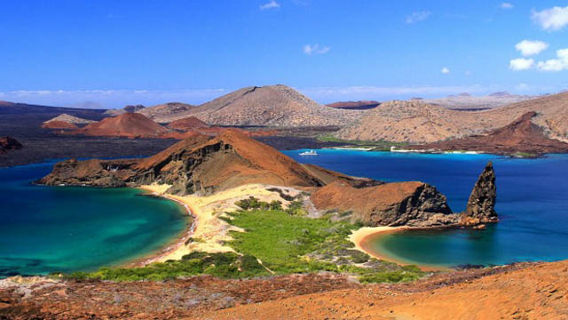 two beaches on the island of bartolome in the galapagos islands