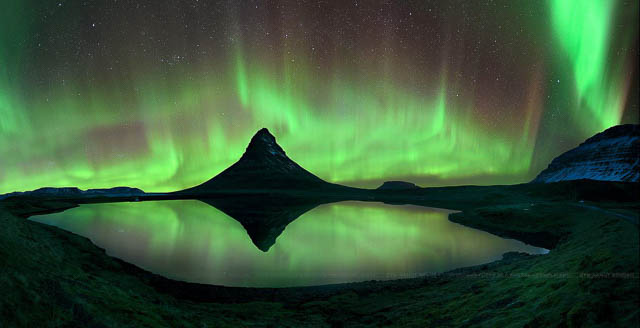 northen lights above kirkjufell mountain