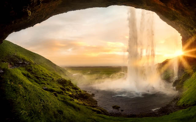 skogafoss waterfalls iceland up close