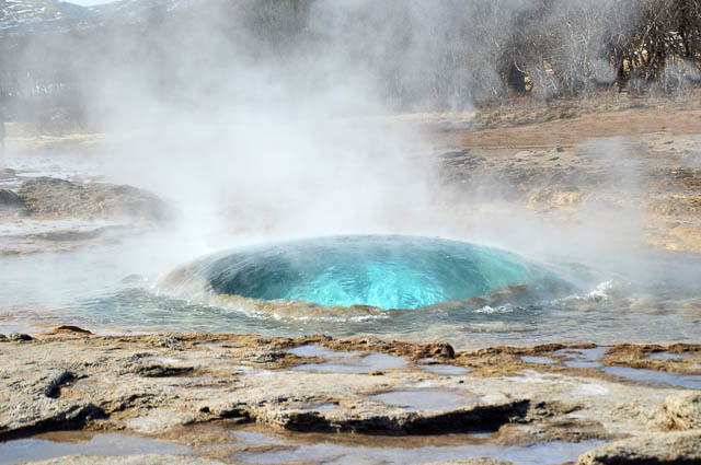 geysir iceland up close ready to blow out