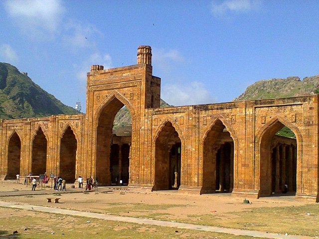 front entrance of Adhai din ka Jhonpra mosque in Ajmer Rajasthan India