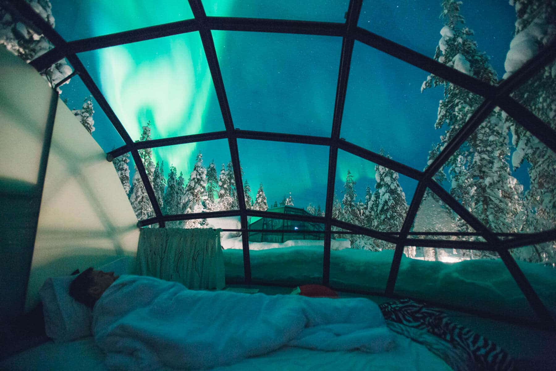 The story of gazing at Northern lights from your private glass igloo