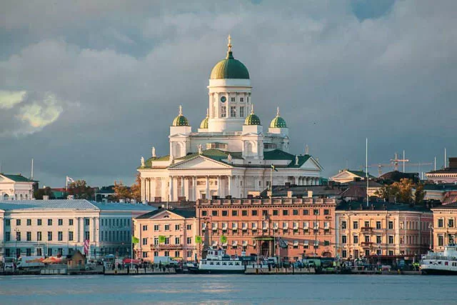 clouds backdrop behind helsinki cathedral