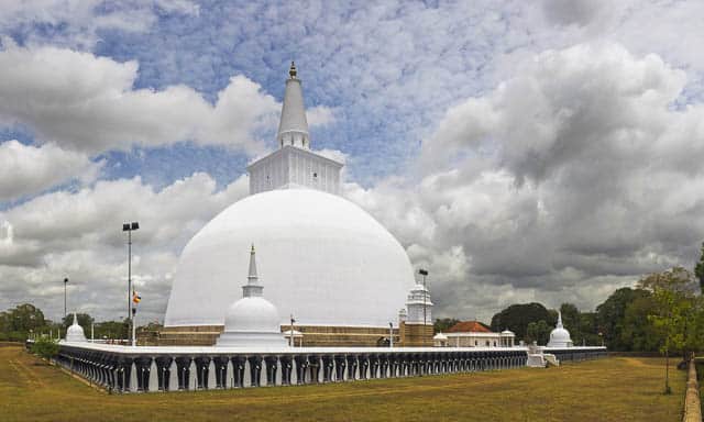 clouds hovering over ruwanwelisaya pagoda in anuradhapura, sri lanka