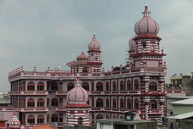 the jami ul-alfar mosque or red mosque in colombo, sri lanka