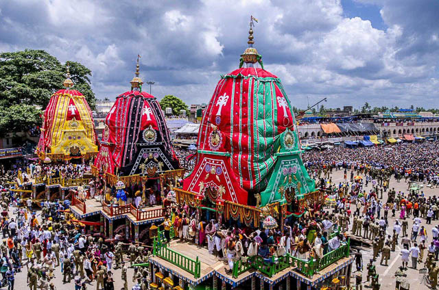 people flocking over for jagannath rath yatra in puri, odisha