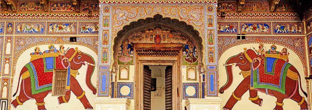 the painted frescos of mandawa, rajasthan