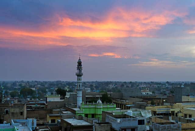 sunrise over mandawa town in shekhawati province, rajasthan