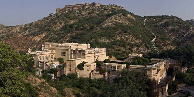 aerial view of samode palace 4-star hotel in rajasthan