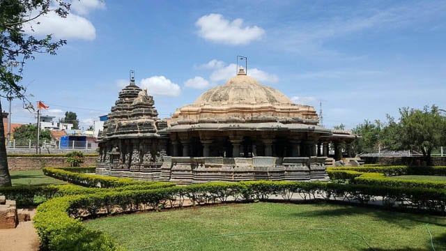blue sky over ishvara temple in arasikere town in hassan, karnataka